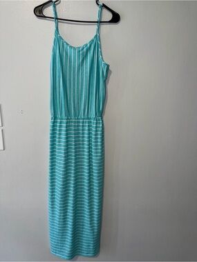 Merona Aqua and White Striped Maxi Sundress